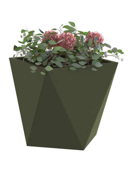 Fioriera 2 pcs Verde oliva 30 x 30 x 30 cm Acciaio