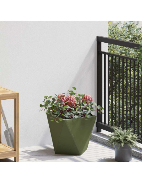 Fioriera 2 pcs Verde oliva 30 x 30 x 30 cm Acciaio