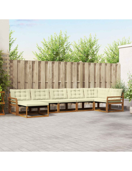 Set di divani 21 pcs Naturale e Crema Legno di Acacia Massello