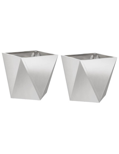 Fioriera 2 pcs Argento 30 x 30 x 30 cm Acciaio inossidabile