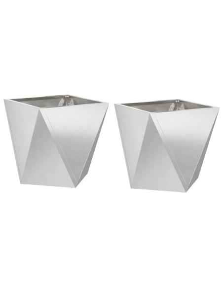 Fioriera 2 pcs Argento 30 x 30 x 30 cm Acciaio inossidabile