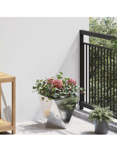 Fioriera 2 pcs Argento 30 x 30 x 30 cm Acciaio inossidabile