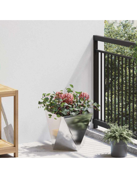 Fioriera 2 pcs Argento 30 x 30 x 30 cm Acciaio inossidabile