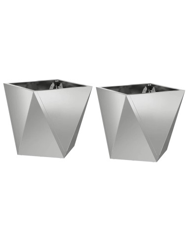 Fioriera 2 pcs Argento 30 x 30 x 30 cm Acciaio zincato