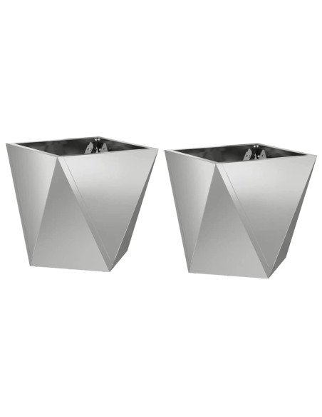 Fioriera 2 pcs Argento 30 x 30 x 30 cm Acciaio zincato