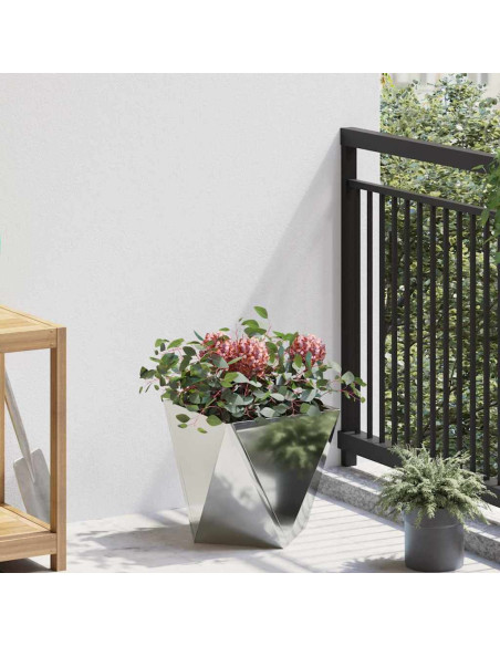 Fioriera 2 pcs Argento 30 x 30 x 30 cm Acciaio zincato