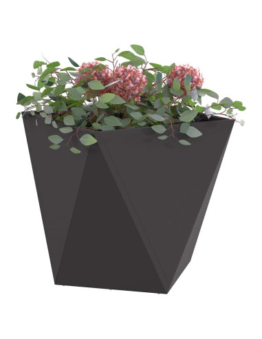 Fioriera 2 pcs Nero 40 x 40 x 40 cm Acciaio