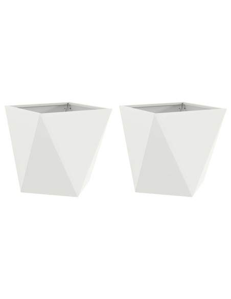 Fioriera 2 pcs Bianco 40 x 40 x 40 cm Acciaio