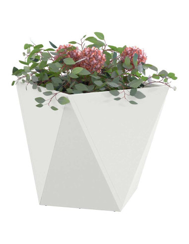 Fioriera 2 pcs Bianco 40 x 40 x 40 cm Acciaio