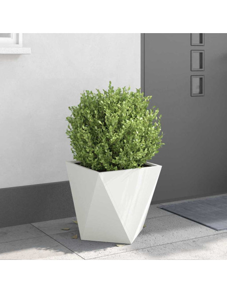 Fioriera 2 pcs Bianco 40 x 40 x 40 cm Acciaio