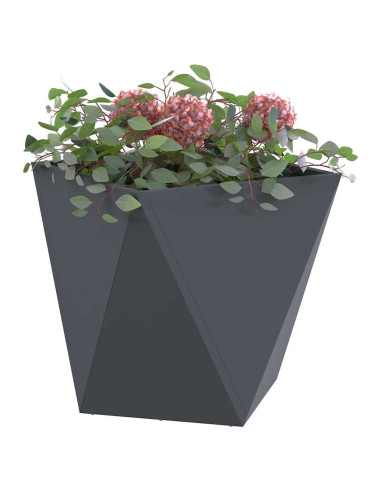 Fioriera 2 pcs Antracite 40 x 40 x 40 cm Acciaio