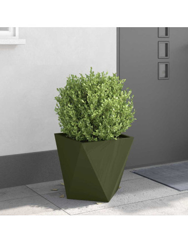 Fioriera 2 pcs Verde oliva 40 x 40 x 40 cm Acciaio
