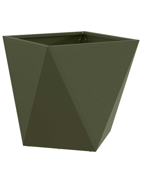 Fioriera 2 pcs Verde oliva 40 x 40 x 40 cm Acciaio