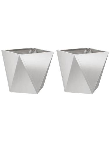 Fioriera 2 pcs Argento 40 x 40 x 40 cm Acciaio inossidabile