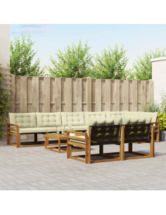 Set di divani con cuscino 9 pcs Naturale e Crema