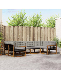 Set di divani con cuscino 6 pcs Grigio Naturale e Chiaro