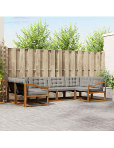 Set di divani con cuscino 6 pcs Grigio Naturale e Chiaro