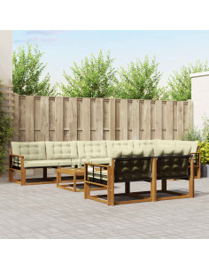 Set di divani con cuscino 9 pcs Naturale e Crema