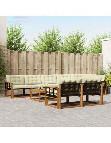 Set di divani con cuscino 9 pcs Naturale e Crema