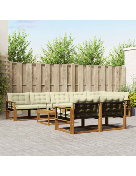 Set di divani con cuscino 9 pcs Naturale e Crema