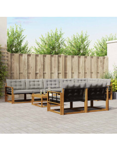 Set di divani con cuscino 9 pcs Grigio Naturale e Chiaro