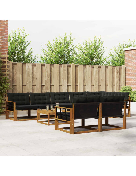 Set di divani con cuscino 9 pcs Naturale e Nero