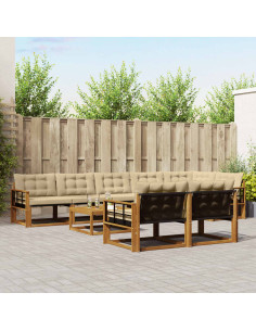 Set di divani con cuscino 9 pcs Naturale e Beige