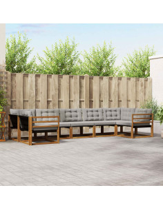 Set di divani con cuscino 7 pcs Grigio Naturale e Chiaro