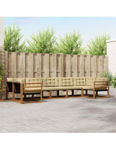 Set di divani con cuscino 7 pcs Naturale e Beige