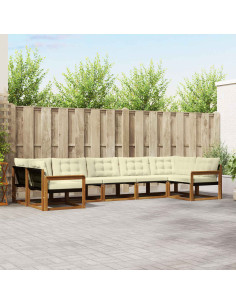 Set di divani con cuscino 7 pcs Naturale e Crema