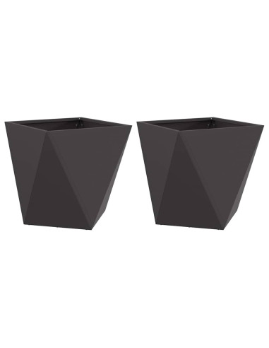 Fioriera 2 pcs Nero 50 x 50 x 50 cm Acciaio