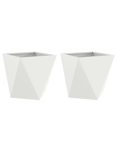 Fioriera 2 pcs Bianco 50 x 50 x 50 cm Acciaio