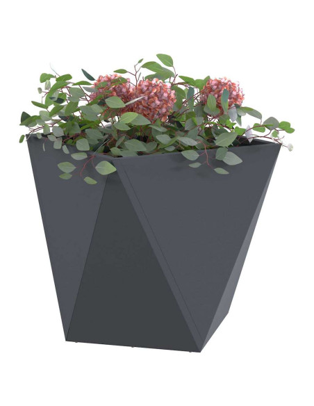 Fioriera 2 pcs Antracite 50 x 50 x 50 cm Acciaio