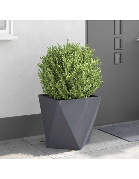 Fioriera 2 pcs Antracite 50 x 50 x 50 cm Acciaio