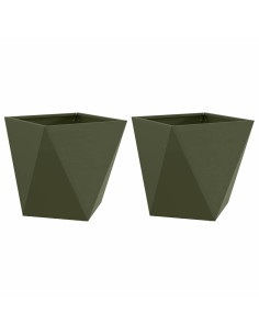 Fioriera 2 pcs Verde oliva 50 x 50 x 50 cm Acciaio 2