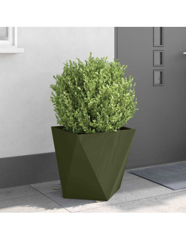 Fioriera 2 pcs Verde oliva 50 x 50 x 50 cm Acciaio
