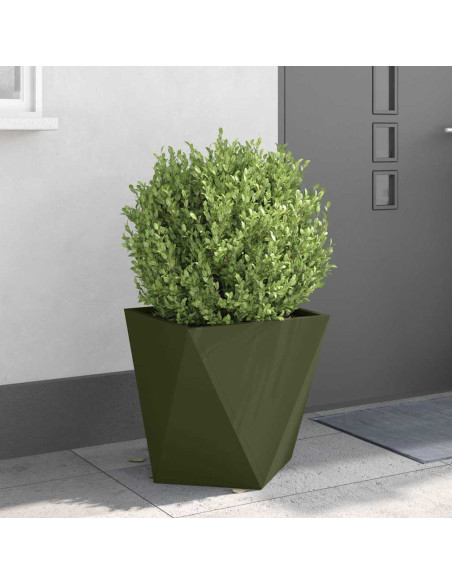 Fioriera 2 pcs Verde oliva 50 x 50 x 50 cm Acciaio