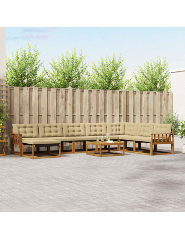 Set di divani 25 pcs Naturale e Beige Legno di Acacia Massello