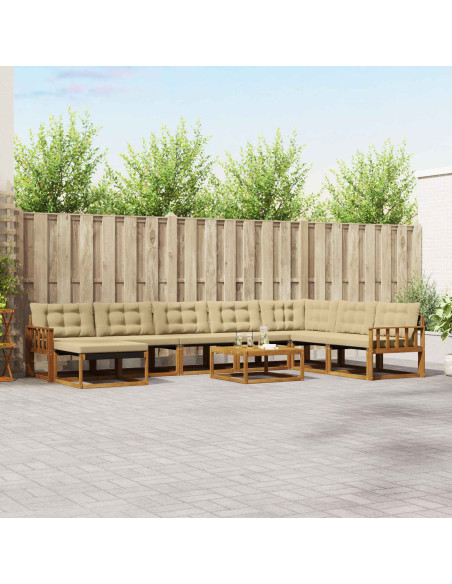 Set di divani 25 pcs Naturale e Beige Legno di Acacia Massello