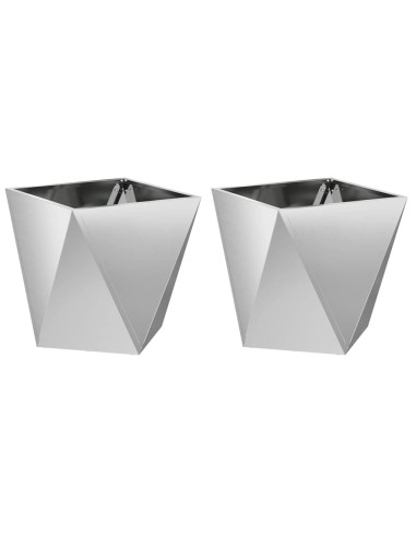 Fioriera 2 pcs Argento 50 x 50 x 50 cm Acciaio zincato