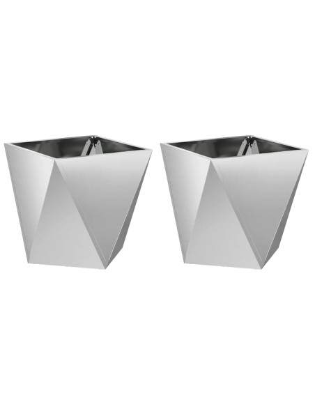 Fioriera 2 pcs Argento 50 x 50 x 50 cm Acciaio zincato