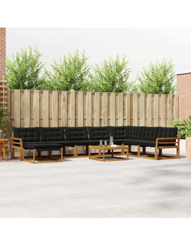 Set di divani 25 pcs Naturale e Nero Legno di Acacia Massello