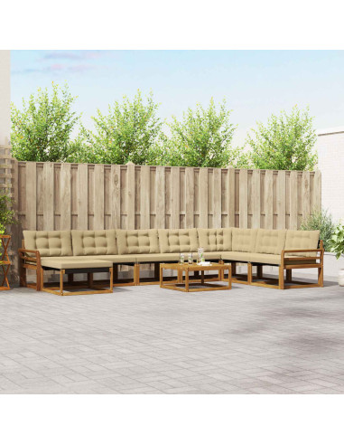 Set di divani 25 pcs Naturale e Beige Legno di Acacia Massello