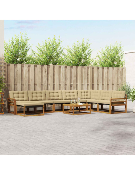 Set di divani 25 pcs Naturale e Beige Legno di Acacia Massello