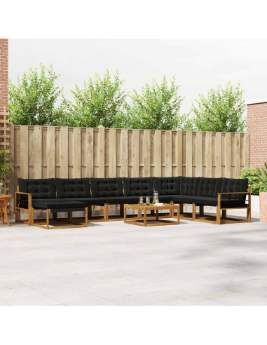 Set di divani 25 pcs Naturale e Nero Legno di Acacia Massello