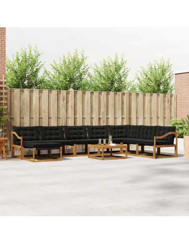 Set di divani 25 pcs Naturale e Nero Legno di Acacia Massello