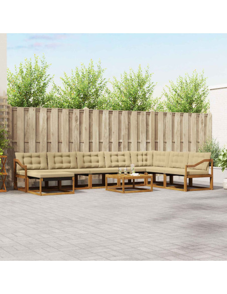 Set di divani 25 pcs Naturale e Beige Legno di Acacia Massello