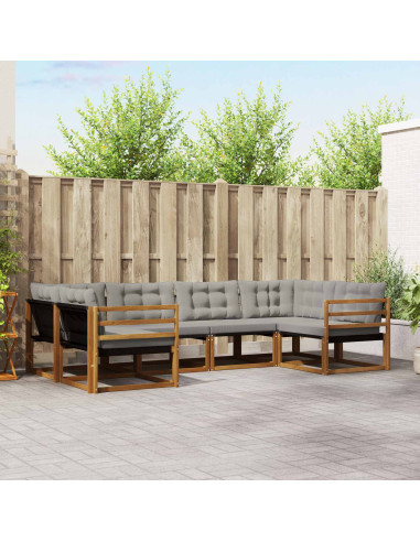 Set di divani con cuscino 6 pcs Grigio Naturale e Chiaro