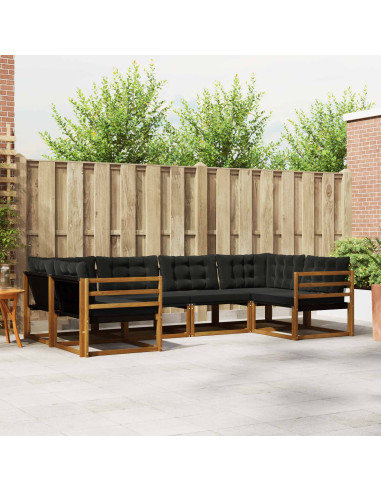 Set di divani con cuscino 6 pcs Naturale e Nero