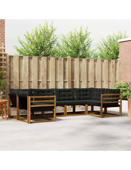 Set di divani con cuscino 6 pcs Naturale e Nero